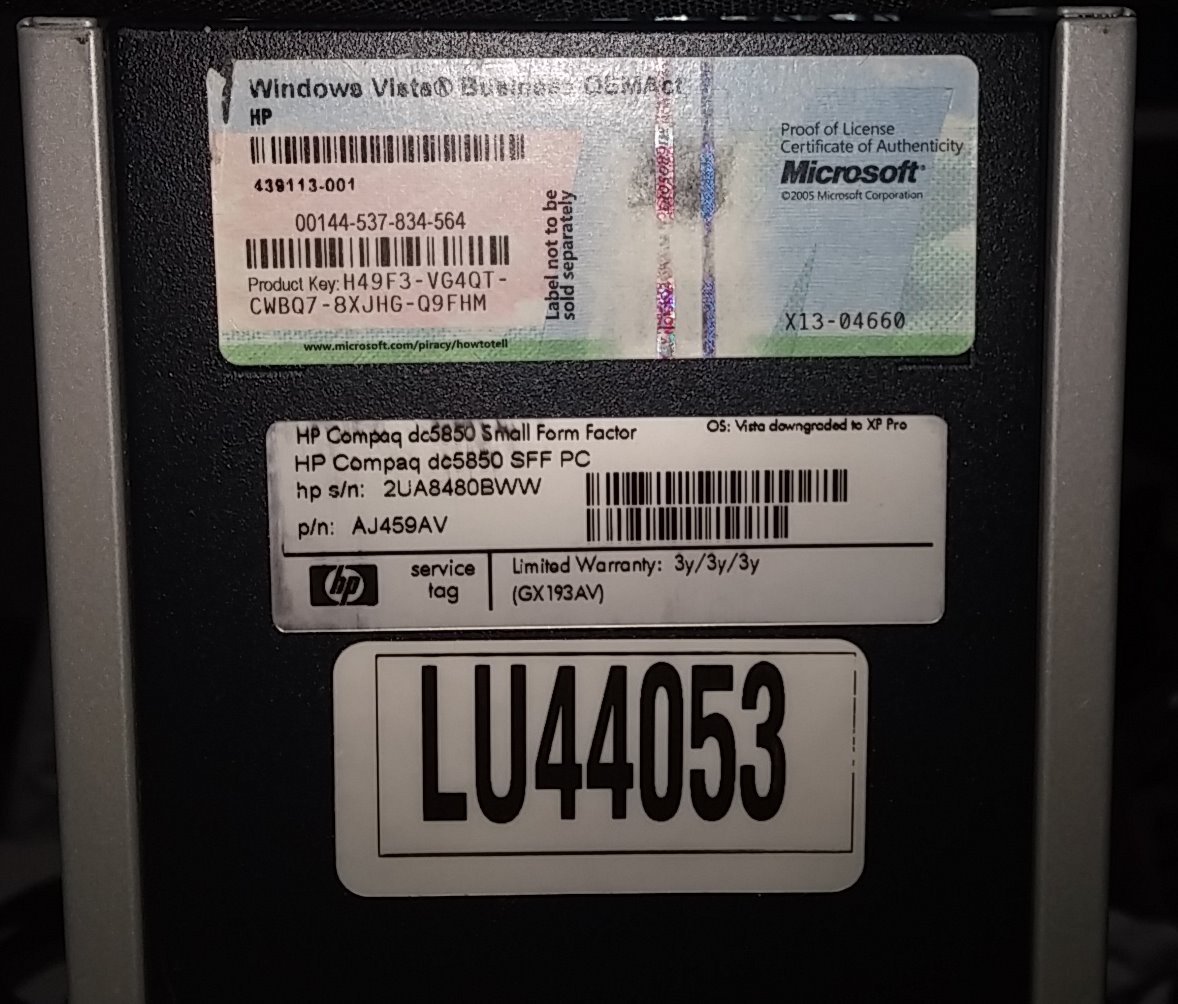 HP DC5850 Small Form Factor Win7 Pro Hewlett Packard  DC5850SFF AMD 2.7 gig microprocessor 2GRAM WIN7 pro 32b 80g Hard Drive